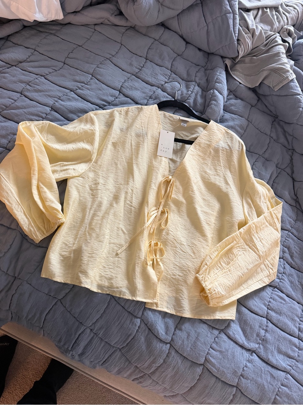 a new day Pale Yellow Tie-Front Top